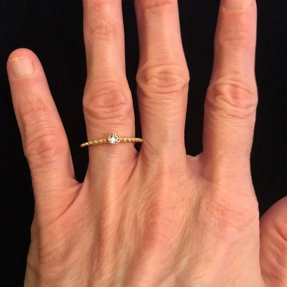 Elegant Gold Ring with White Rhinestone - Picture 3 of 6